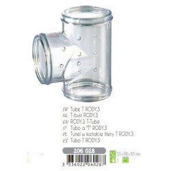 zolux T-Rohr Rody grau transparent. Größe ø 5 cm x 9,5 cm x 8 cm. für Nagetiere. ZO-206028 Röhren und Tunnel