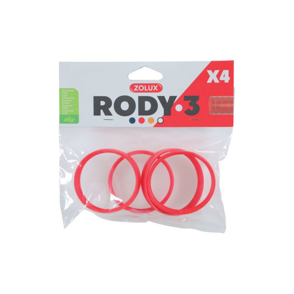 4 anneaux connecteur pour tube Rody . couleur rouge. taille ø 6 cm . pour rongeur. ZO-206031 zolux
