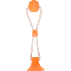 Flamingo Pet Products Toy with suction cup and ball. ZUKI range . color orange Jeux cordes pour chien