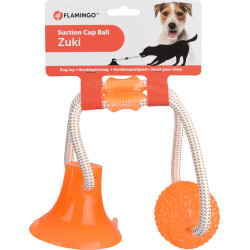Flamingo Pet Products Spielzeug mit Saugnapf und Ball. ZUKI-Reihe . Farbe orange FL-520465 Seilspiele für Hunde