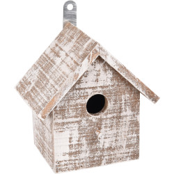 GOOS casa de madeira para pássaros. 15.5 x 11 x 16 cm. branco/castanho. FL-110294 Birdhouse