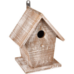 Casa de pássaros de madeira GIO . 19 x 15 x 23 cm. branco/castanho. FL-110292 Birdhouse