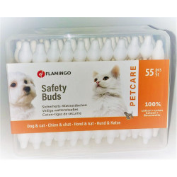 Flamingo Asta di cotone Petcare scatola di sicurezza di 55 pezzi. per cani e gatti. FL-513306 Cura della bellezza