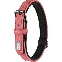 Flamingo Collar size S 24-30 cm in imitation leather and neoprene DELU, red color for dog. Necklace