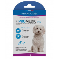 Francodex 2 Pipettes Fipromedic 67 mg antiparasitaire Pour Petits Chiens de 2 kg à 10 kg Pipettes antiparasitaire