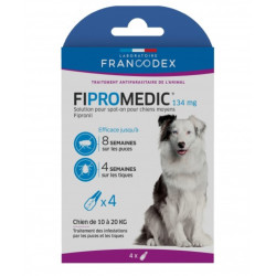 Francodex 4 Pipettes Fipromedic 134 mg antiparasitaire Pour Chiens de 10 kg à 20 kg Pipettes antiparasitaire