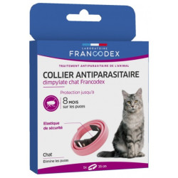 Francodex Collier Antiparasitaire Dimpylate 35 cm couleur rose Pour Chats  Antiparasitaire chat