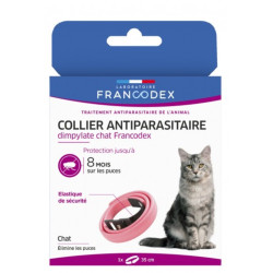 FR-170154 Francodex Collar de control de plagas de Dimpylate para gatos. 35 cm. Color rosa. Control de plagas de gatos