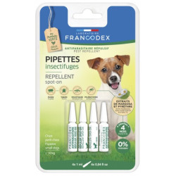FR-175222 Francodex 4 pipetas de repelente de insectos para cachorros y perros pequeños de menos de 10 kg. Pipetas para plagu...