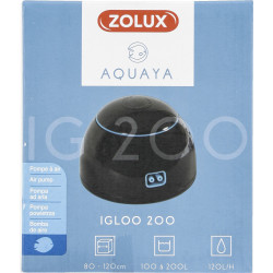 Pompe à air igloo 200 noir puissance 2.0 W débit max 120 L/H. pour aquarium. ZO-320753 zolux