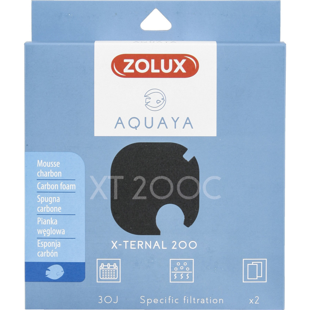 zolux Filtre pour pompe x-ternal 200, filtre XT 200 C mousse charbon x2 pour aquarium. Masses filtrantes, accessoires