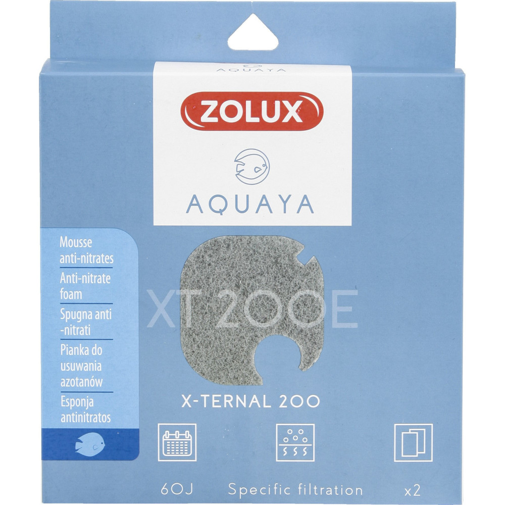 zolux Filter for x-ternal 200 pump, filter XT 200 E anti-nitrate foam x2. for aquarium. Filter media, accessories