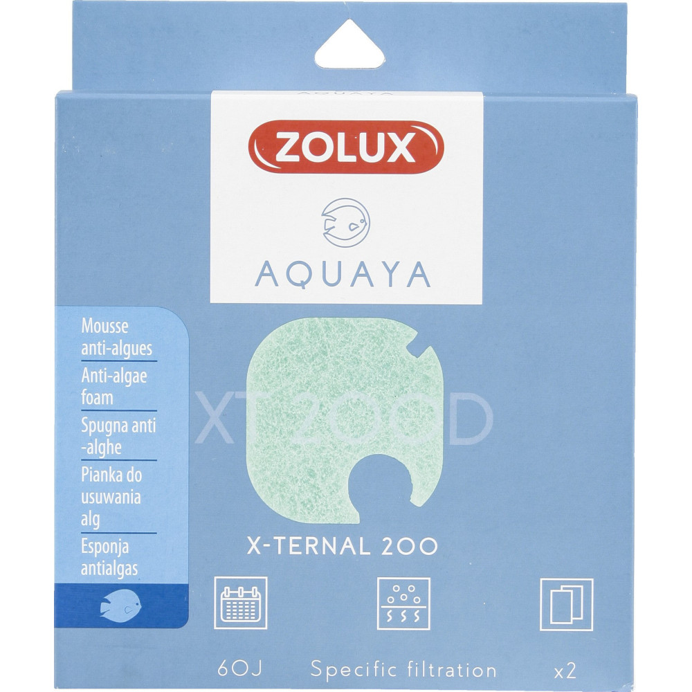 zolux Filter for x-ternal 200 pump, filter XT 200 D anti-algae foam x2. for aquarium. Filter media, accessories