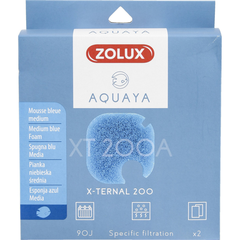 zolux Filtre pour pompe x-ternal 200, filtre XT 200 A mousse bleue medium x2. pour aquarium. Masses filtrantes, accessoires