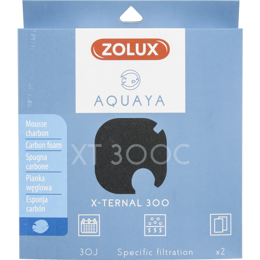 zolux Filtro per pompa x-terna 300, filtro XT 300 C schiuma di carbone x 2. per acquario. ZO-330248 Supporti filtranti, acces...