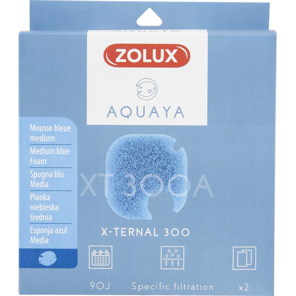 ZO-330247 zolux Filtro para la bomba x-ternal 300, filtro XT 300 A medio de espuma azul x2. para el acuario. Medios filtrante...