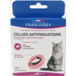 Francodex Collier Antiparasitaire Dimpylate Pour Chats 35 cm couleur rose Antiparasitaire chat