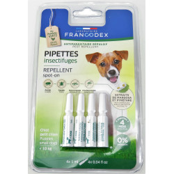 4 Insectenafstotende pipetten voor pups en kleine honden onder de 10 kg. Francodex FR-175222 Pipetten voor bestrijdingsmiddelen