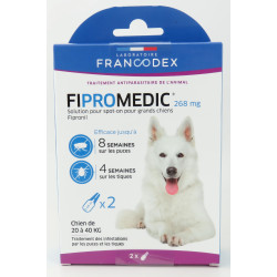 Francodex 2 Pipettes Fipromedic 268 mg antiparasitaire Pour Chiens de 20 kg à 40 kg  Pipettes antiparasitaire