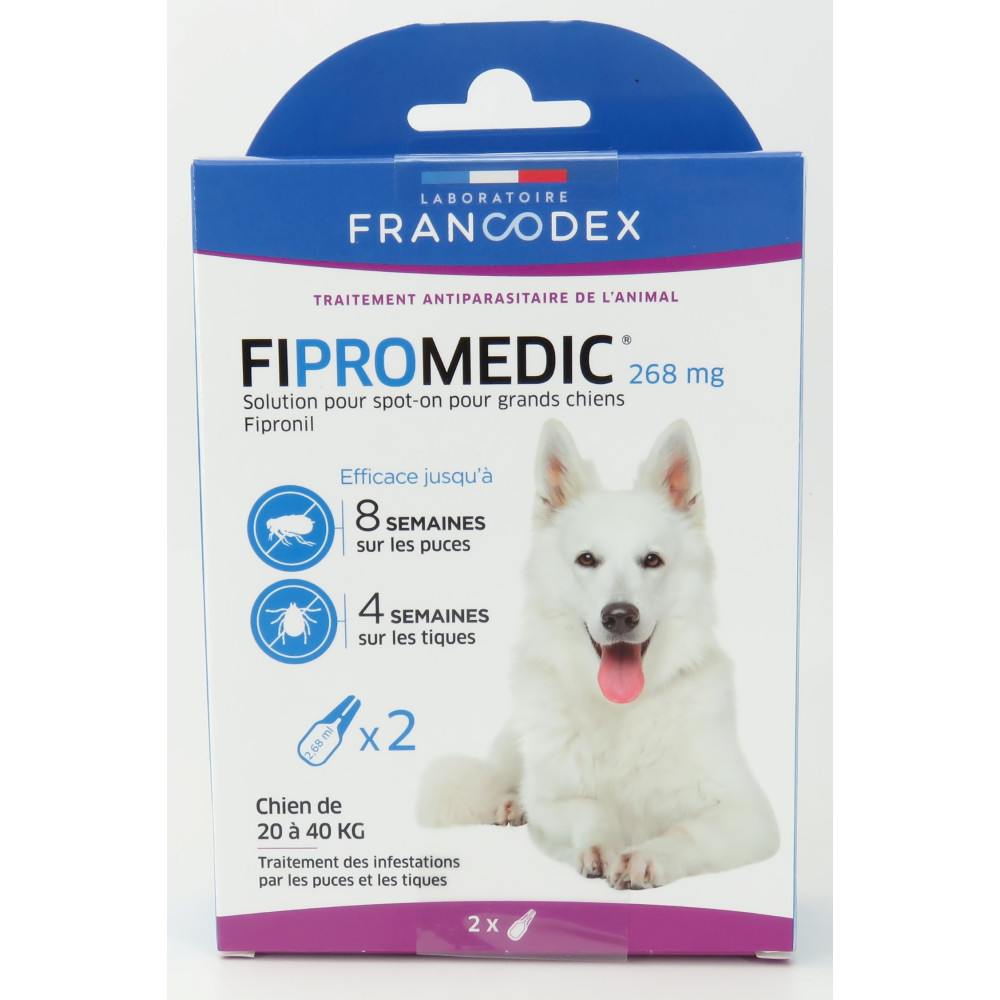 2 pipetas Fipromedic 268 mg. Para cães de 20 kg a 40 kg. anti-parasita FR-170359 Pipetas de pesticidas