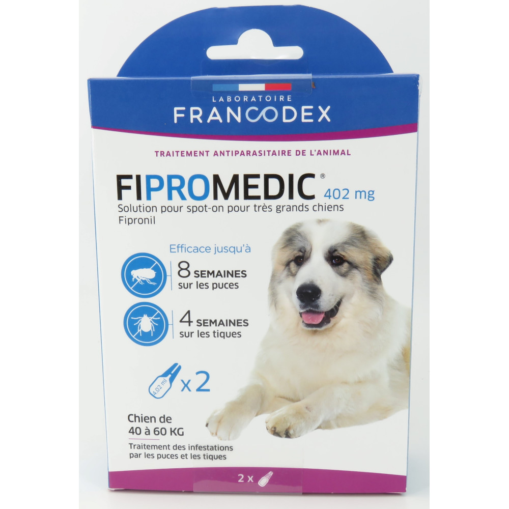 Francodex 2 Pipetten Fipromedic 402 mg Für sehr große Hunde von 40 kg bis 60 kg Antiparasitika FR-170360 Pipetten gegen Schäd...