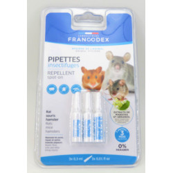 Francodex 3 Insect repellent pipettes. For Rats, Mice and Hamsters. Care and hygiene