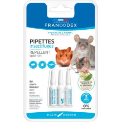 FR-174072 Francodex 3 pipetas de repelente de insectos. Para ratas, ratones y hámsters. Cuidados e higiene