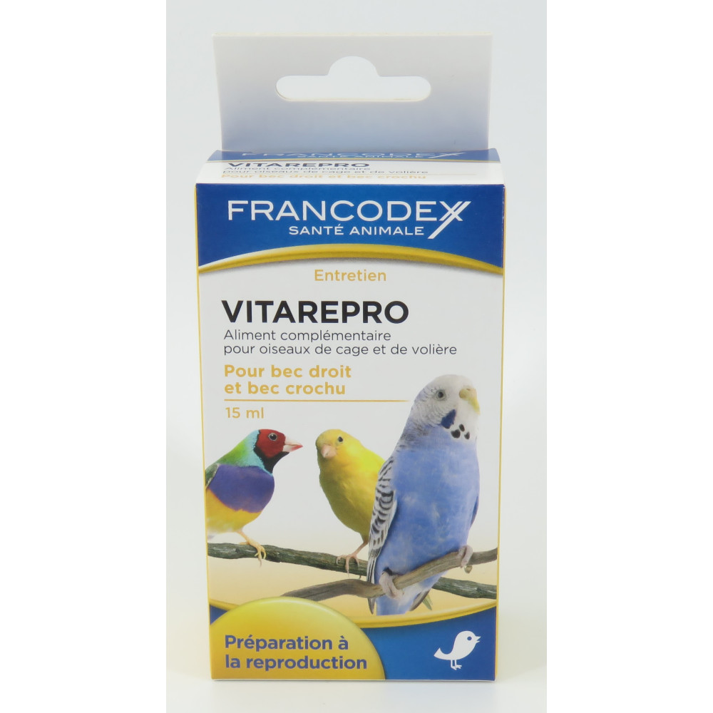 Vitarepro 15 ml . Aanvullend voeder voor kooi- en volièrevogels. Francodex FR-174045 Voedingssupplement