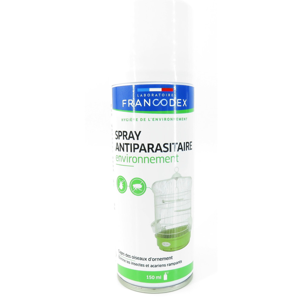 Francodex Spray antiparasitaire environnement cage des oiseaux d'ornement 150 ml Soin et hygiène