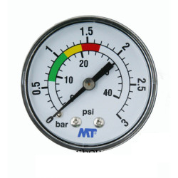 Manómetro MT para ligação traseira do filtro da piscina rosca de 1/4" MPISA50/030 Medidor de pressão