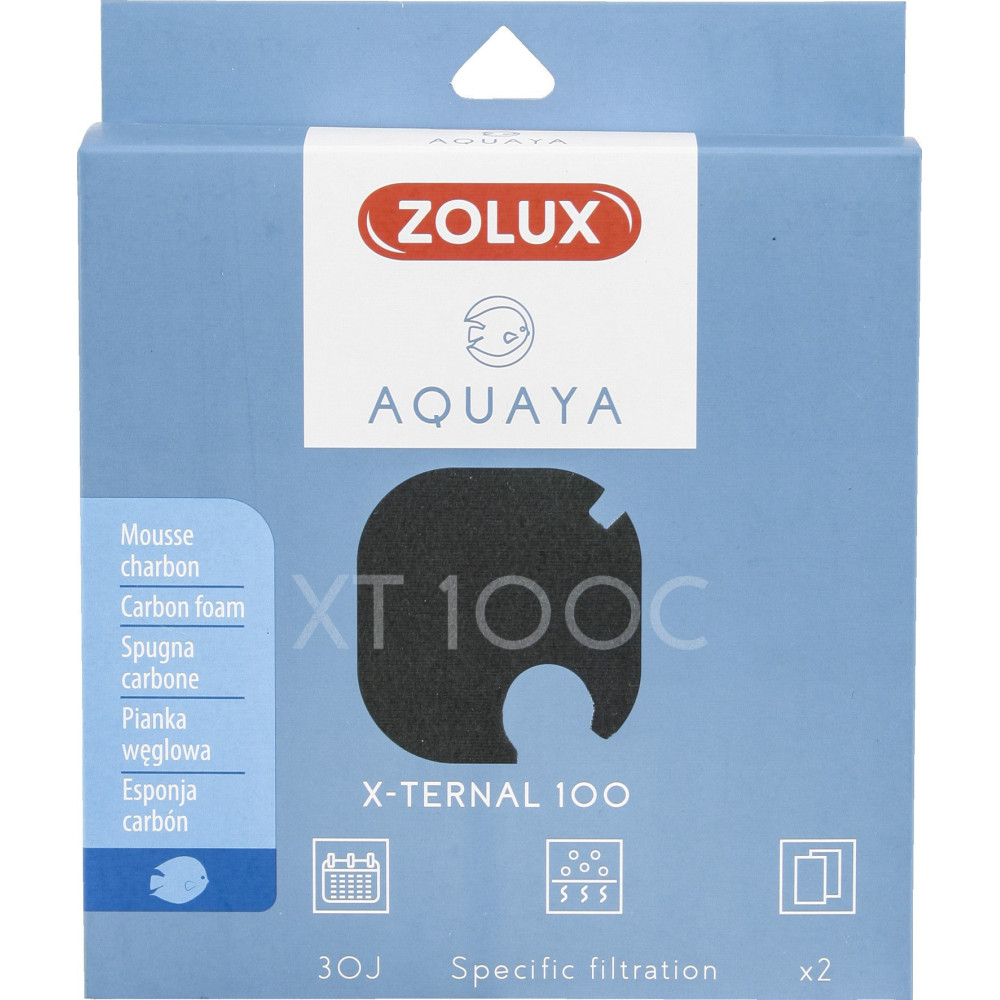 ZO-330238 zolux Filtro para la bomba x-ternal 100, filtro XT 100 C de espuma de carbón x 2. para el acuario. Medios filtrante...
