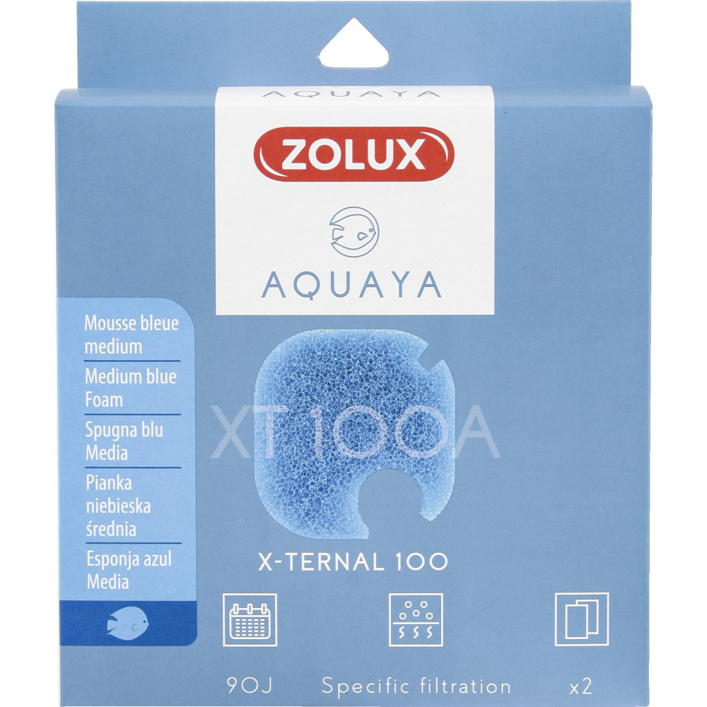 Filtre pour pompe x-ternal 100, filtre XT 100 A mousse bleue medium x2. pour aquarium. ZO-330237 zolux