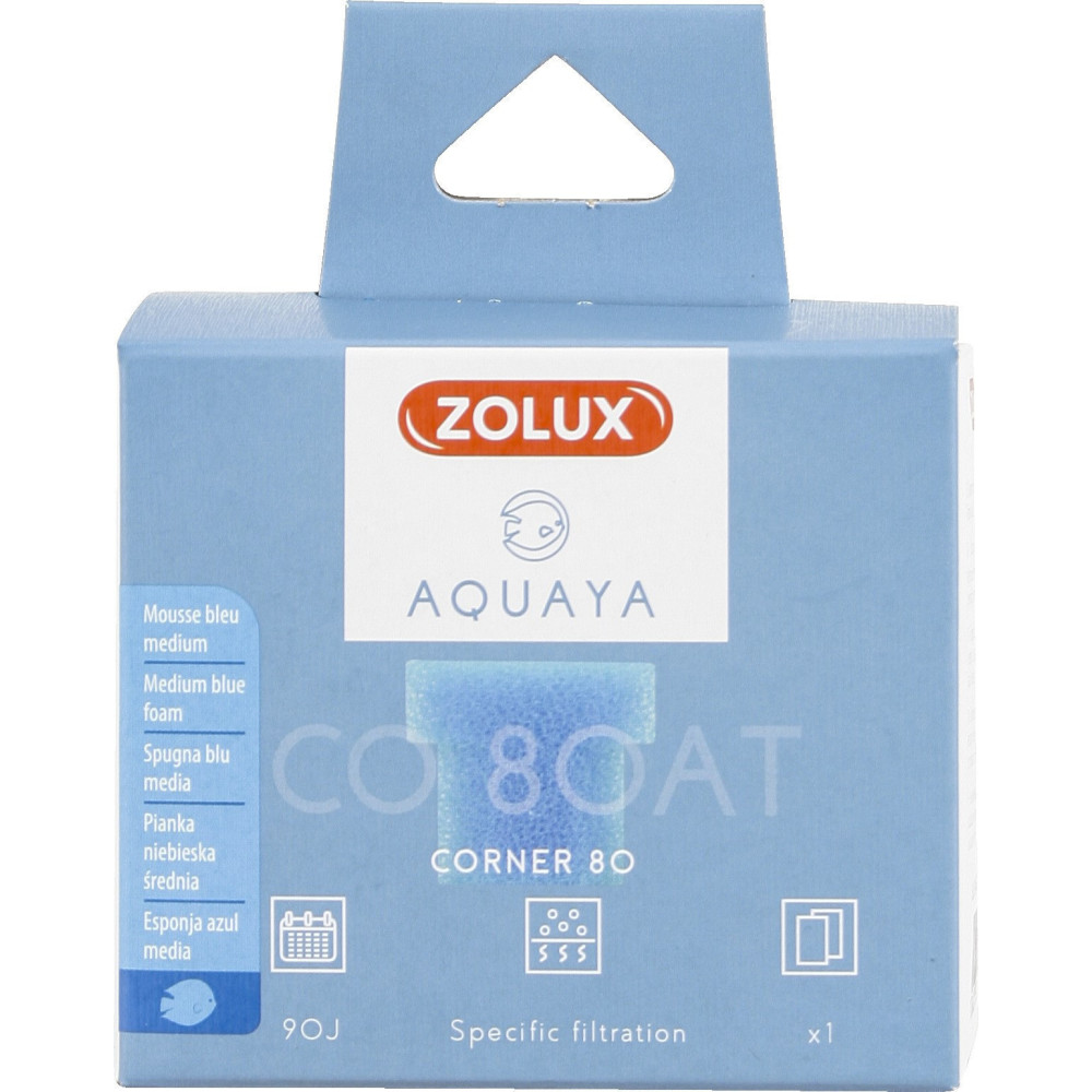 zolux Filter für Eckpumpe 80, Filter CO 80 AT blaues Schaumstoffmedium x1. für Aquarium. ZO-330222 Filtermassen, Zubehör