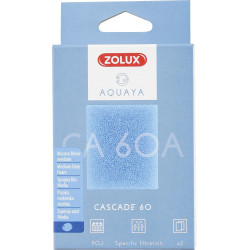 zolux Filtre pour pompe cascade 60, filtre CA 60 A mousse bleue medium x2. pour aquarium. Masses filtrantes, accessoires