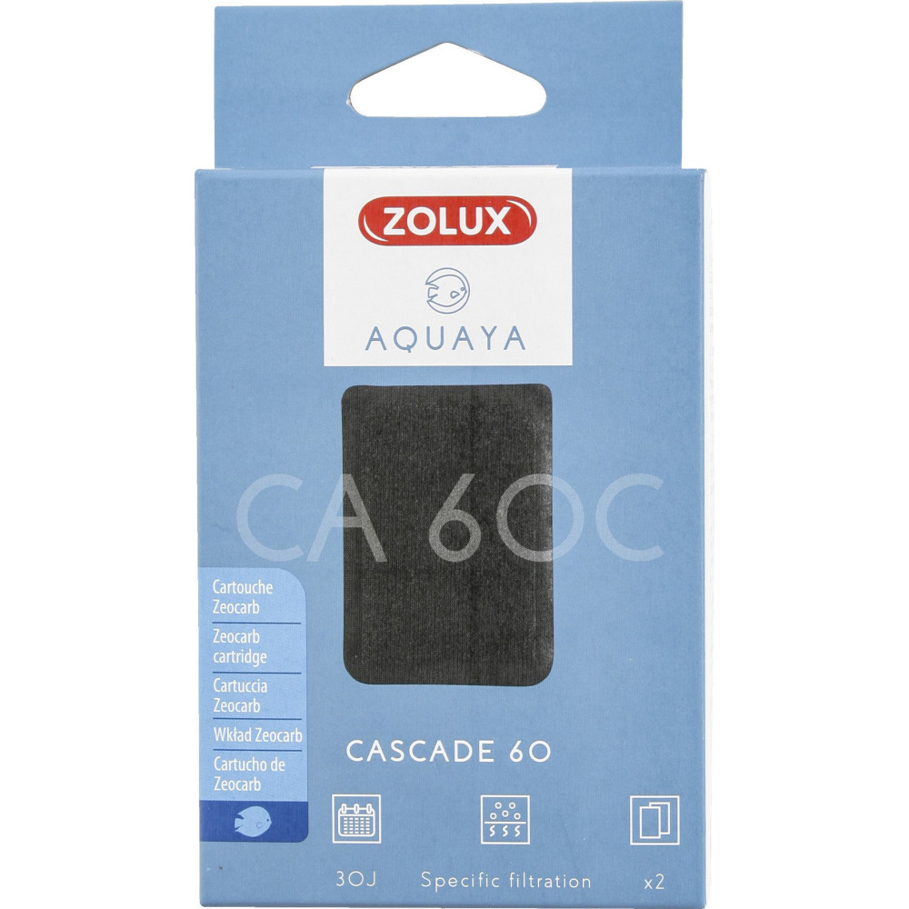 zolux Filtre pour pompe cascade 60, filtre CA 60 C cartouche zeocarb x 2 pour aquarium. Masses filtrantes, accessoires
