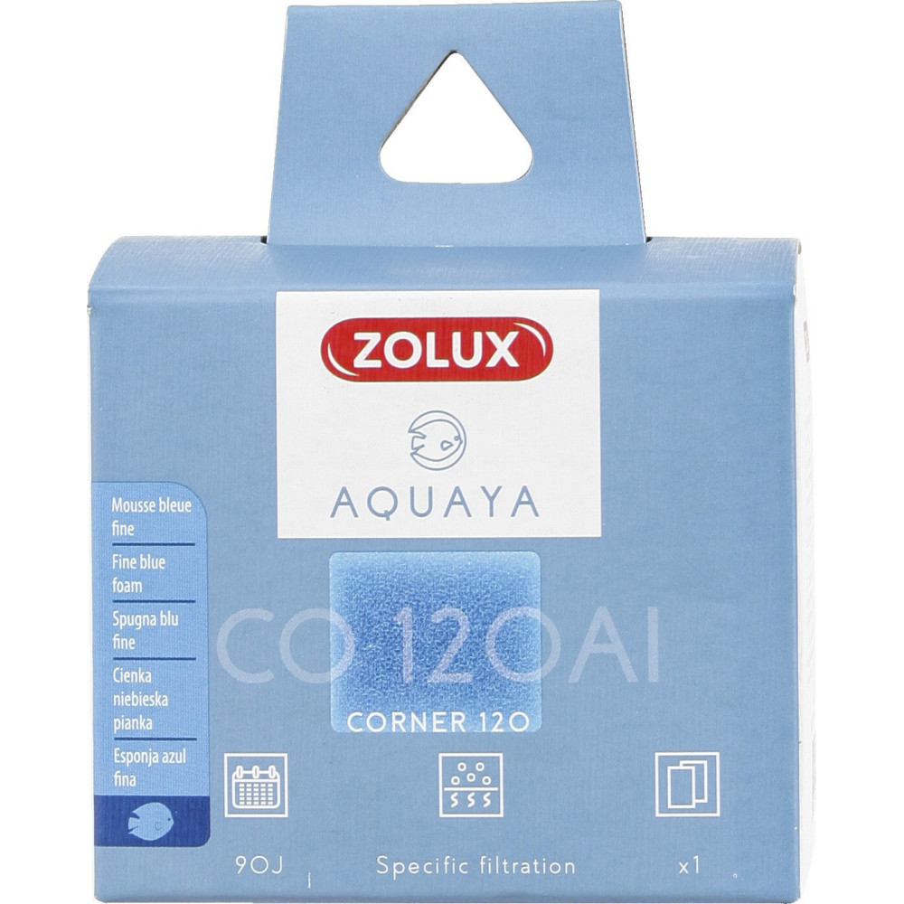 Filtre pour pompe corner 120, filtre CO 120 Al mousse bleue fine x1. pour aquarium. ZO-330252 zolux