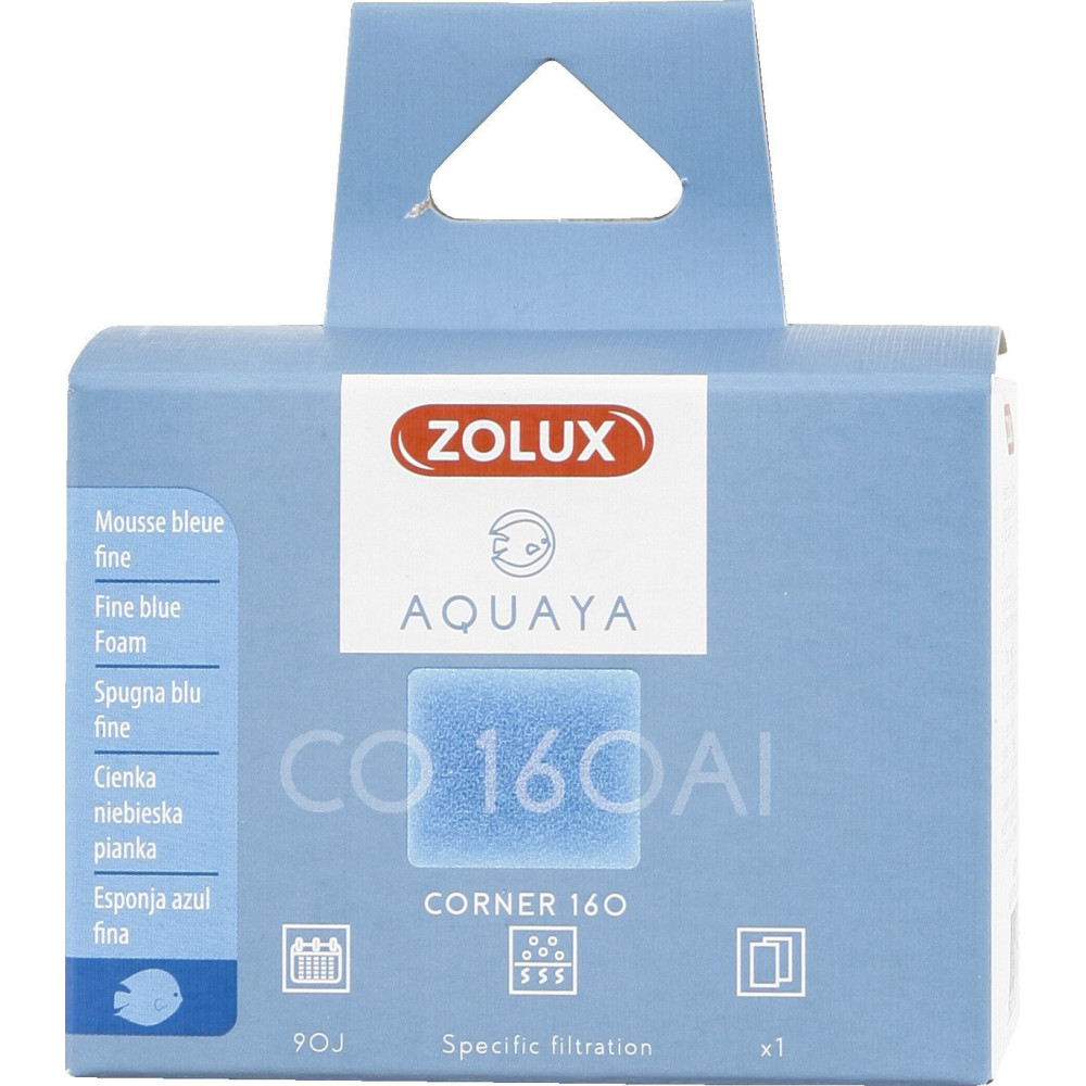 Filter voor hoekpomp 160, CO-filter 160 Al fijn blauw schuim x1. voor aquarium. zolux ZO-330253 Filtermedia, toebehoren