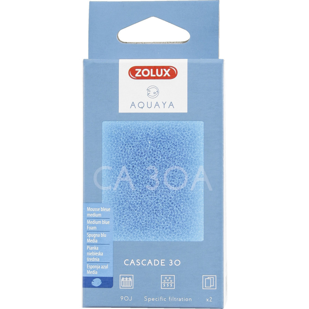 zolux Filter for waterfall pump 30, CA filter 30 A medium blue foam x2. for aquarium. Filter media, accessories