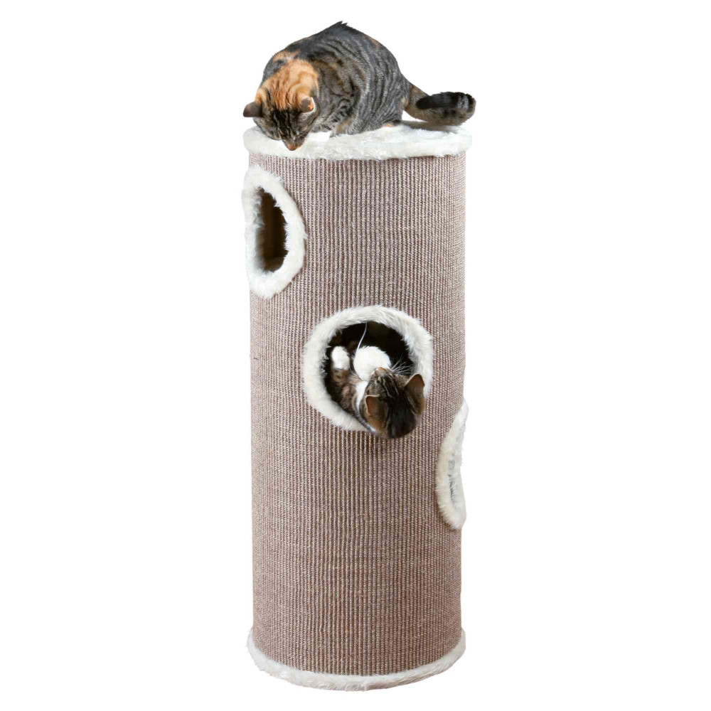 wieżowa budka dla kota Edoardo o wymiarach 40 cm x 100 cm wysokości, kolor taupe. TR-4338 Trixie