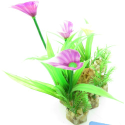 Plante plastique sur lit de gravier et résine 13cm décoration poisson TR-89301 Plante