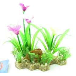 Trixie Plastic plant on a bed of gravel and resin 13cm fish decoration Plante