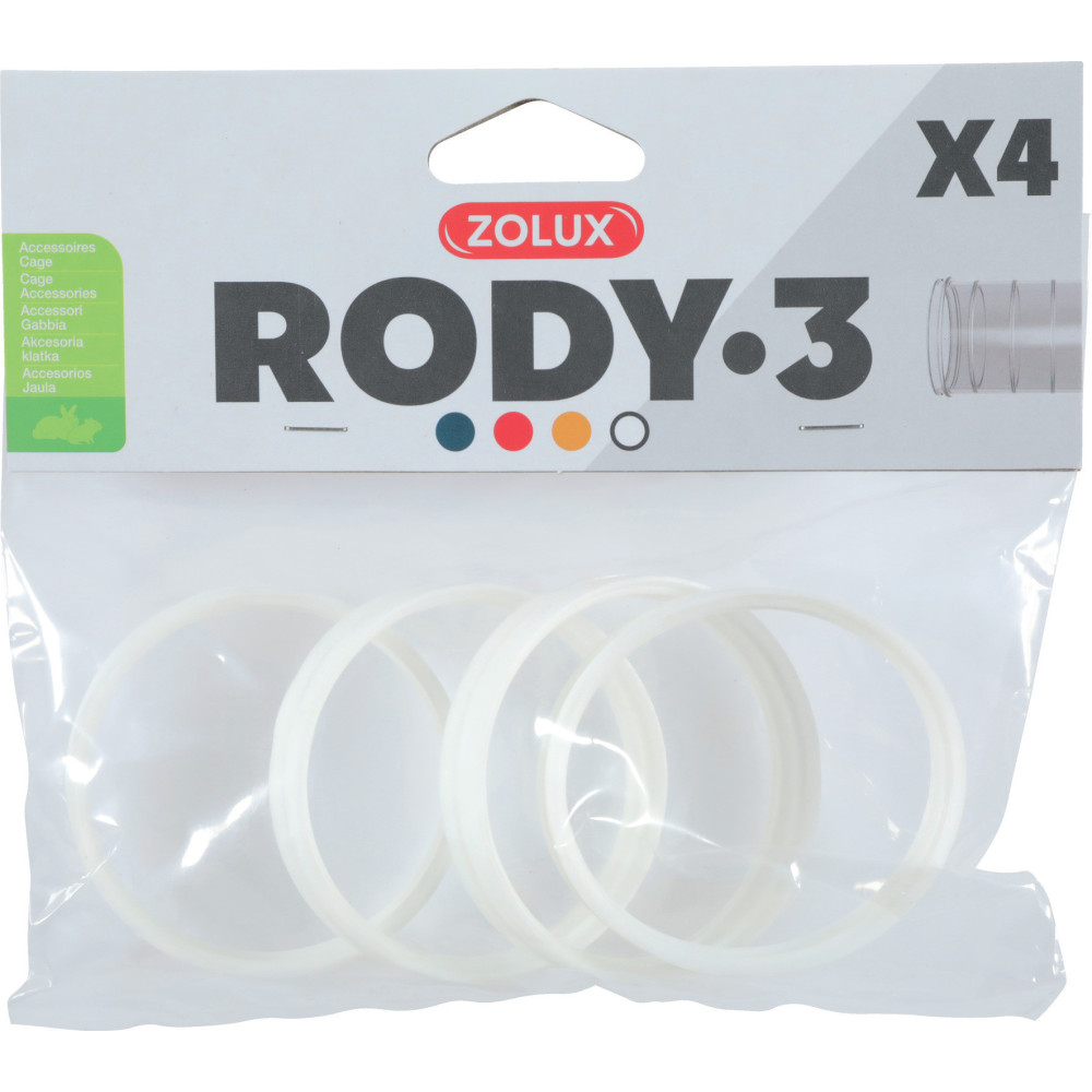 zolux 4 anneaux connecteur pour tube Rody couleur blanc taille ø 6 cm pour rongeur. Accessoire de cage