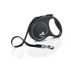 Flexi design L strap leash 5 meter dog leash max 50 kg black and silver. Laisse enrouleur chien