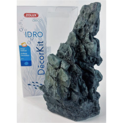 Decor. set Idro zwarte steen n° 1. afmeting 11 x 7,5 x hoogte 17 cm. voor aquarium. zolux ZO-352163 Roché pierre