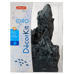 zolux Decor. kit Idro black stone n°3. dimension 17.5 x 15 x Height 27 cm. for aquarium. Roché pierre
