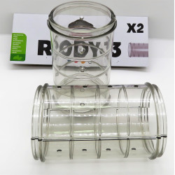 zolux 2 Straight tubes Rody grey transparent. size ø 6 cm x 10 cm. for rodents. Tubes and tunnels