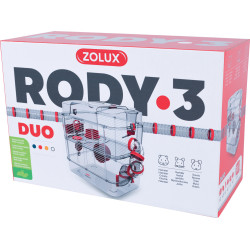 Cage Duo rody3. kleur grenadine. afmeting 41 x 27 x 40,5 cm H. voor knaagdier zolux ZO-206019 Kooi