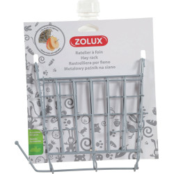 zolux Heuraufe aus grauem Metall. 20 x 6 x 18 cm. für Nagetiere. ZO-206871 Ratelier a nourriture