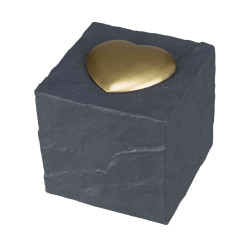 Cubo de pedra comemorativo com coração. cubo 11 x 11 x 11 cm. TR-38415 Artigos funerários