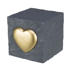 Herdenkingssteen kubus met hart. kubus 11 x 11 x 11 cm. Trixie TR-38415 Begrafenisartikelen